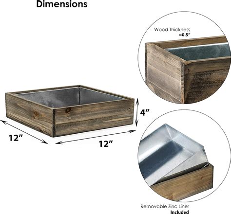 square box aged wood planter box with metal liner|CYS EXCEL Wood Square Planter Box with .